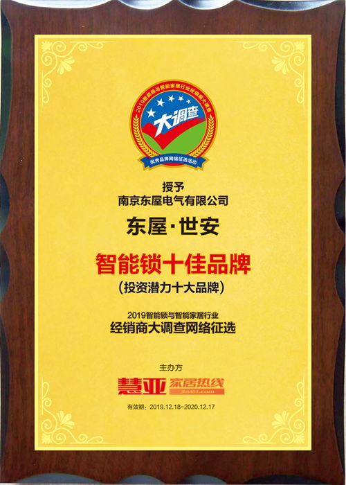 東屋·世安智能鎖 以卓越軟件開發(fā)實(shí)力，榮膺投資潛力十大品牌